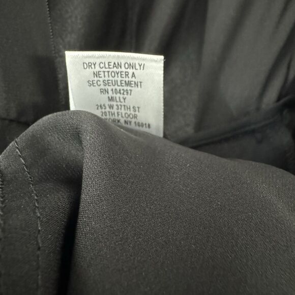 Milly Silk V Neck 3/4 Sleeve Pleated Belted Pant Jumpsuit Dressy Black Size 0 - Picture 12 of 16